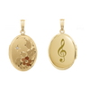 Tri-Color & Hand Engraved Design Oval Locket with Diamonds in 14K Gold Filled with Optional Engraving (21 x 16 mm)