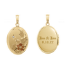 Tri-Color & Hand Engraved Design Oval Locket with Diamonds in 14K Gold Filled with Optional Engraving (21 x 16 mm)