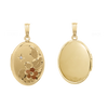 Tri-Color & Hand Engraved Design Oval Locket with Diamonds in 14K Gold Filled with Optional Engraving (21 x 16 mm)