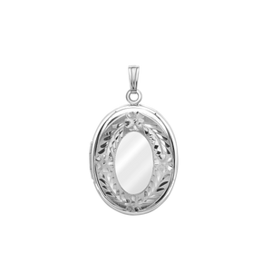 ITI NYC Hand Engraved Design Oval Locket in Sterling Silver with Optional Engraving (39 x 23 mm)