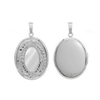 Hand Engraved Design Oval Locket in Sterling Silver with Optional Engraving (29 x 23 mm)