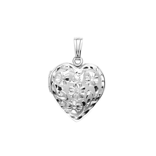 Hand Engraved Design Heart Locket in Sterling Silver with Optional Engraving (19 mm)