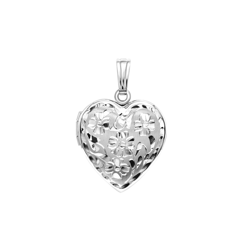 ITI NYC Hand Engraved Design Heart Locket in Sterling Silver with Optional Engraving (28 x 15 mm)