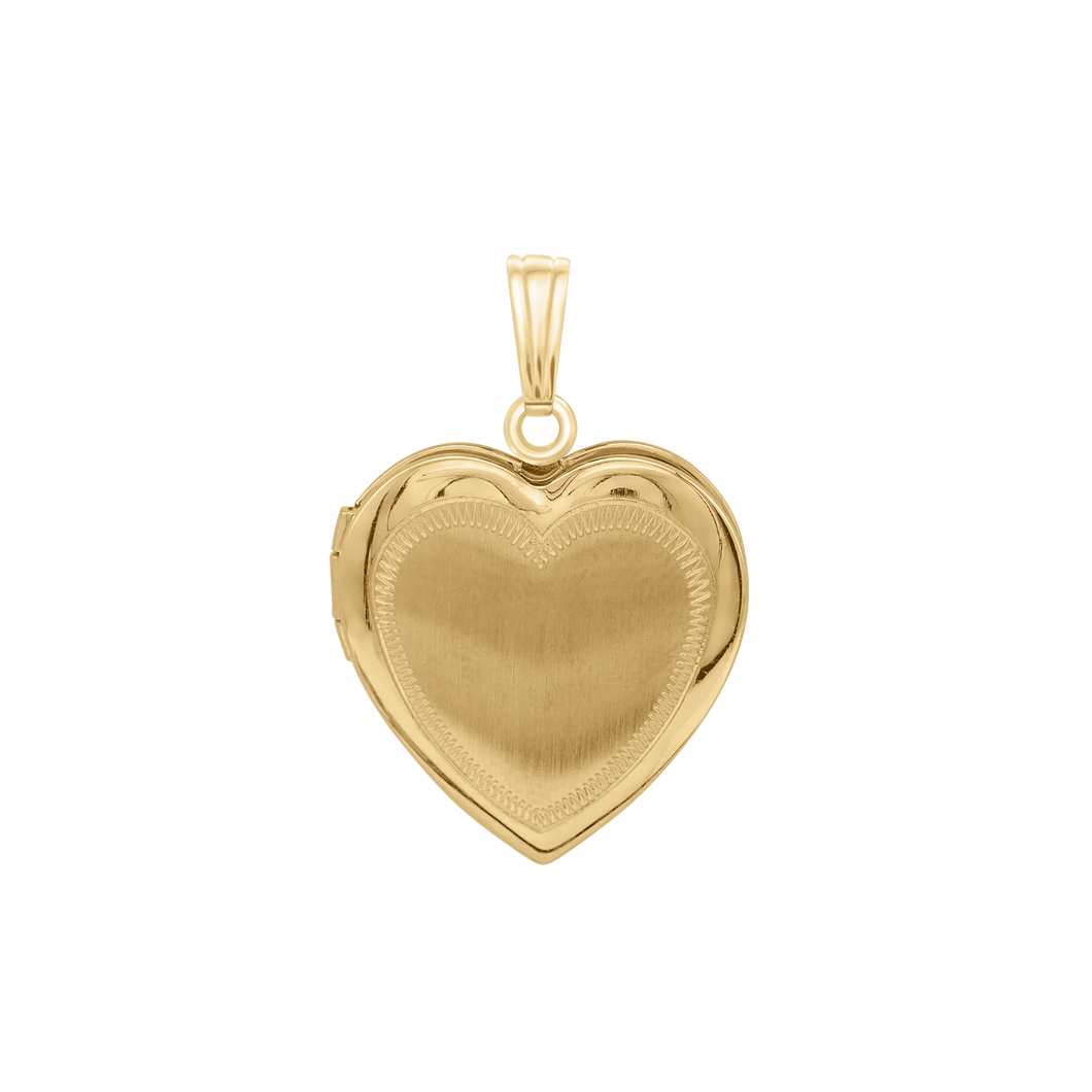 ITI NYC Hand Engraved Design Heart Locket in 14K Gold Filled with Optional Engraving (28 x 19 mm)
