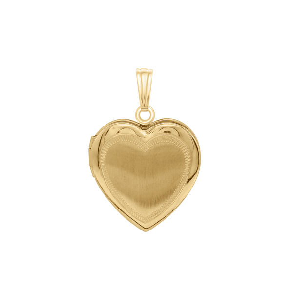 Hand Engraved Design Heart Locket in 14K Gold Filled with Optional Engraving (19 mm)