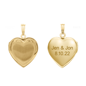 ITI NYC Hand Engraved Design Heart Locket in 14K Gold Filled with Optional Engraving (28 x 19 mm)