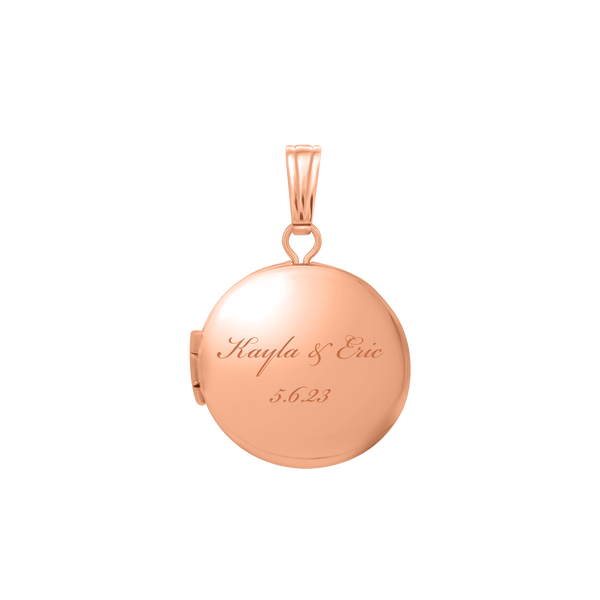 Plain Round Locket in Sterling Silver 18K Pink Gold Finish with Optional Engraving (13 mm - 32 mm)