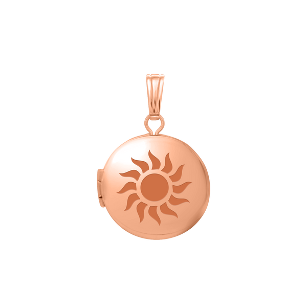 Plain Round Locket in Sterling Silver 18K Pink Gold Finish with Optional Engraving (13 mm - 32 mm)