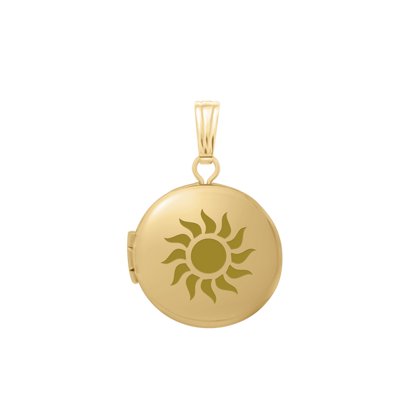 Plain Round Locket in Sterling Silver 18K Yellow Gold Finish with Optional Engraving (13 mm - 32 mm)