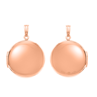 Plain Round Locket in Sterling Silver 18K Pink Gold Finish with Optional Engraving (13 mm - 32 mm)