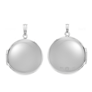 ITI NYC Plain Round Locket in Sterling Silver with Optional Engraving (20 x 14 mm - 42 x 32 mm)
