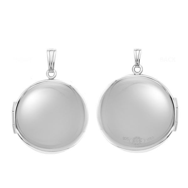 ITI NYC Plain Round Locket in Sterling Silver with Optional Engraving (20 x 14 mm - 42 x 32 mm)