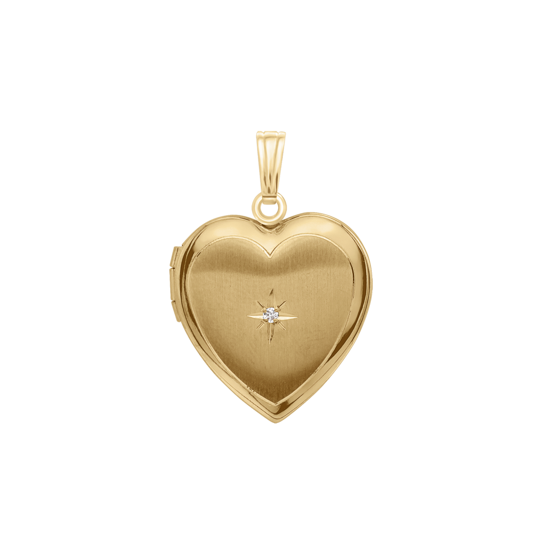ITI NYC Heart Locket with Diamonds in 14K Gold Filled  with Optional Engraving (28 x 19 mm)