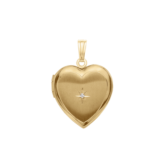 Heart Locket with Diamonds in 14K Gold Filled  with Optional Engraving (19 mm)