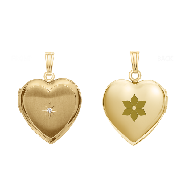 Heart Locket with Diamonds in 14K Gold Filled  with Optional Engraving (19 mm)