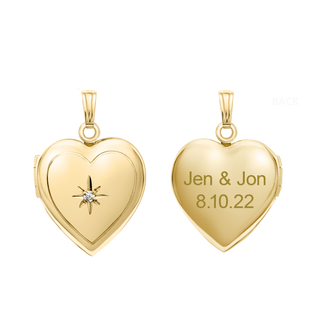 ITI NYC Heart Locket with Diamonds in 14K Gold Filled with Optional Engraving  (22 x 15 mm)