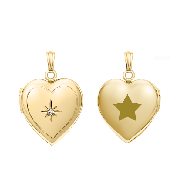 Heart Locket with Diamonds in 14K Gold Filled with Optional Engraving (15 mm)
