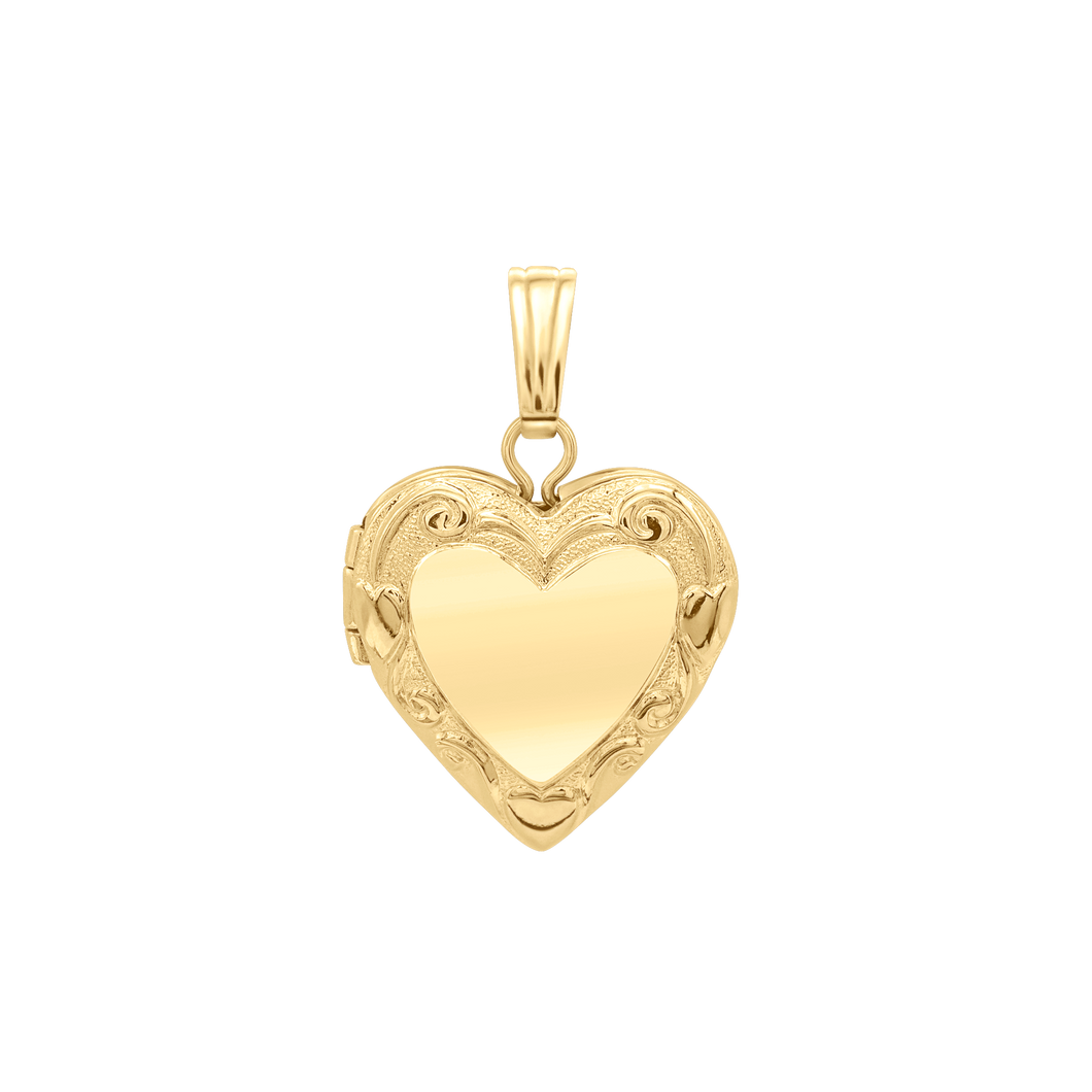 ITI NYC Embossed Heart Locket in 14K Gold Filled with Optional Engraving (20 x 13 mm)