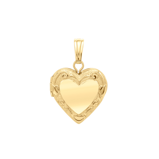Embossed Heart Locket in 14K Gold Filled with Optional Engraving (13 mm)