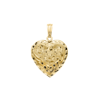 ITI NYC Special Order Only: Hand Engraved Design Heart Locket in 14K Yellow Gold (27 x 19 mm)