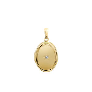 ITI NYC Oval Locket with Diamonds in 14K Gold with Optional Engraving (13 x 10 mm - 16 x 13 mm)