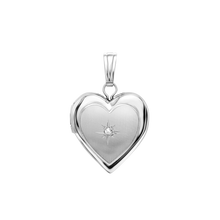 Load image into Gallery viewer, ITI NYC Heart Locket with Diamonds in Sterling Silver with Optional Engraving (22 x 15 mm)

