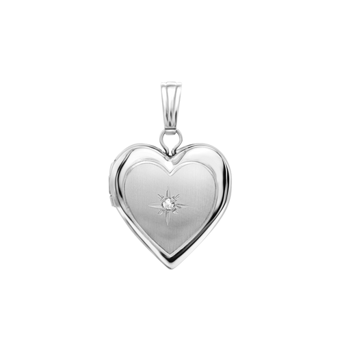 ITI NYC Heart Locket with Diamonds in Sterling Silver with Optional Engraving (22 x 15 mm)