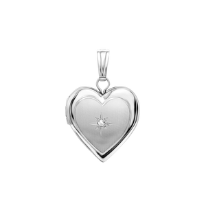 ITI NYC Heart Locket with Diamonds in Sterling Silver with Optional Engraving (22 x 15 mm)