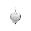 Heart Locket with Diamonds in Sterling Silver with Optional Engraving (15 mm)