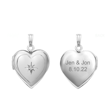 Load image into Gallery viewer, ITI NYC Heart Locket with Diamonds in Sterling Silver with Optional Engraving (22 x 15 mm)
