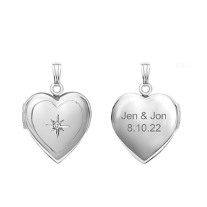 ITI NYC Heart Locket with Diamonds in Sterling Silver with Optional Engraving (22 x 15 mm)