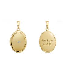 Load image into Gallery viewer, ITI NYC Oval Locket with Diamonds in 14K Gold with Optional Engraving (13 x 10 mm - 16 x 13 mm)
