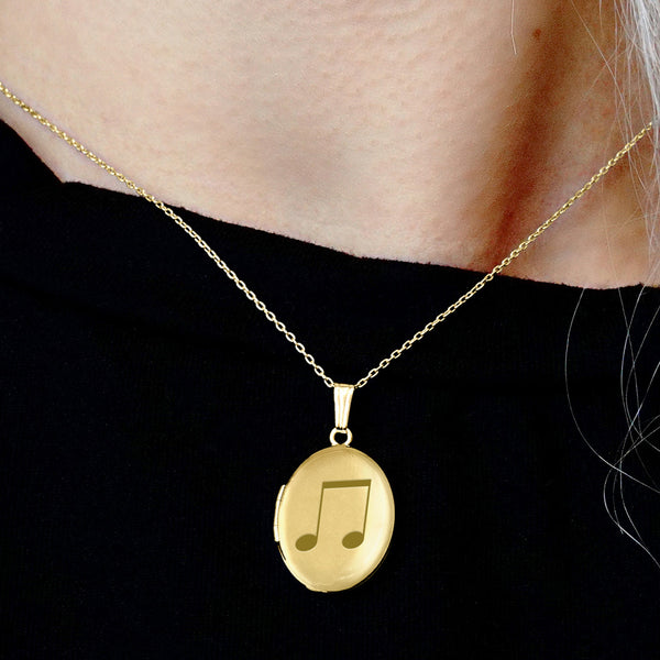 ITI NYC Plain Oval Locket in Sterling Silver 18K Yellow Gold Finish with Optional Engraving (23 x 14 mm - 57 x 39 mm)