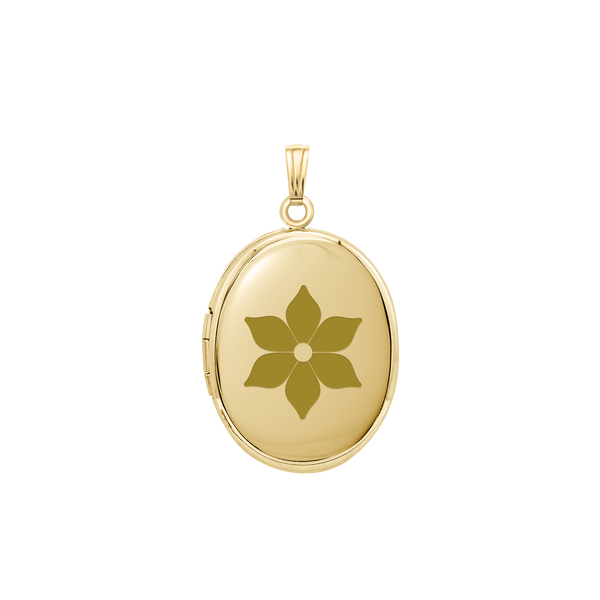 Plain Oval Locket in Sterling Silver 18K Yellow Gold Finish with Optional Engraving (16 x 14 mm - 48 x 39 mm)