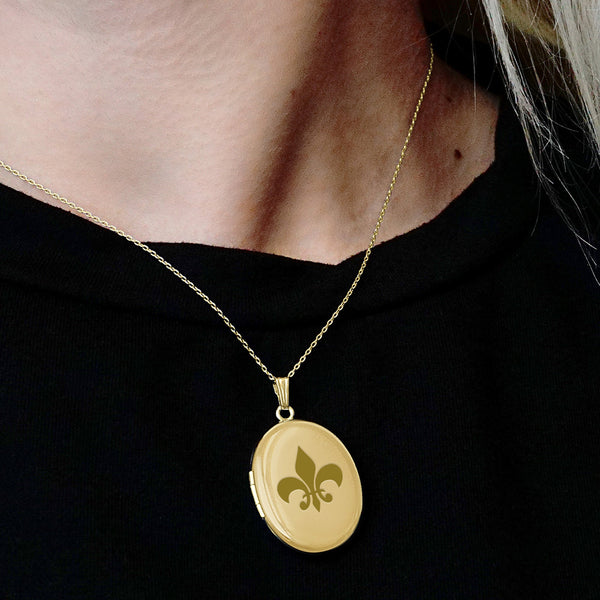 ITI NYC Plain Oval Locket in Sterling Silver 18K Yellow Gold Finish with Optional Engraving (23 x 14 mm - 57 x 39 mm)