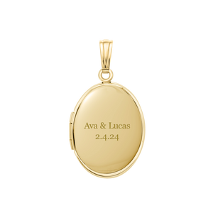 ITI NYC Plain Oval Locket in Sterling Silver 18K Yellow Gold Finish with Optional Engraving (23 x 14 mm - 57 x 39 mm)