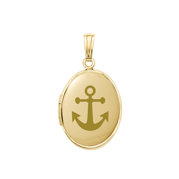 Plain Oval Locket in Sterling Silver 18K Yellow Gold Finish with Optional Engraving (16 x 14 mm - 48 x 39 mm)