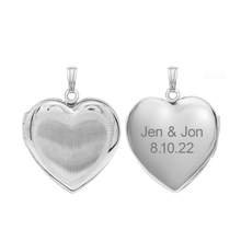 Load image into Gallery viewer, ITI NYC Hand Engraved Design Heart Locket in Sterling Silver with Optional Engraving (31 x 22 mm)
