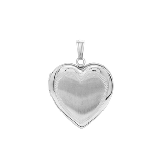 Hand Engraved Design Heart Locket in Sterling Silver with Optional Engraving (20 mm)