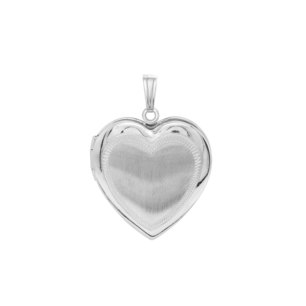 Hand Engraved Design Heart Locket in Sterling Silver with Optional Engraving (20 mm)