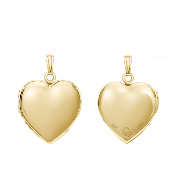 ITI NYC Plain Heart Locket in 14K Gold with Optional Engraving (13 mm - 19 mm)