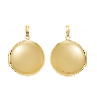 Plain Round Locket in 14K Gold with Optional Engraving (14 mm - 19 mm)