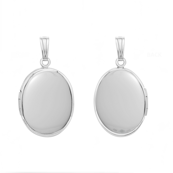 Plain Oval Locket in 14K Gold with Optional Engraving (20 x 11 mm - 30 x 17 mm)