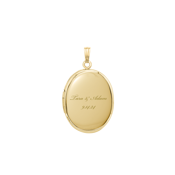 Plain Oval Locket in 14K Gold with Optional Engraving (20 x 11 mm - 30 x 17 mm)