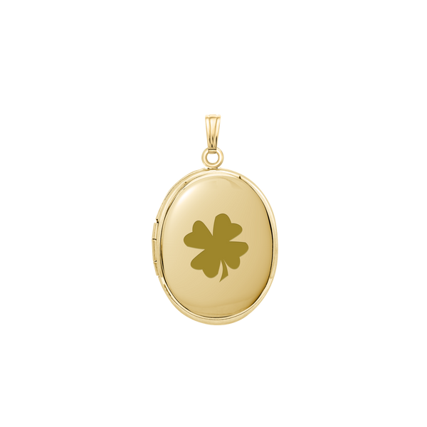 Plain Oval Locket in 14K Gold with Optional Engraving (20 x 11 mm - 30 x 17 mm)