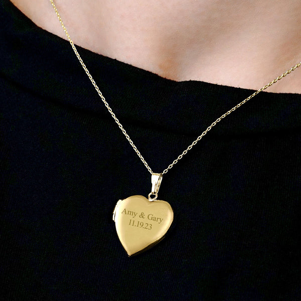 ITI NYC Plain Heart Locket in 14K Gold with Optional Engraving (13 mm - 19 mm)