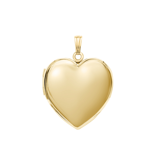 Plain Heart Locket in Sterling Silver 18K Yellow Gold Finish with Optional Engraving (15 mm - 26 mm)