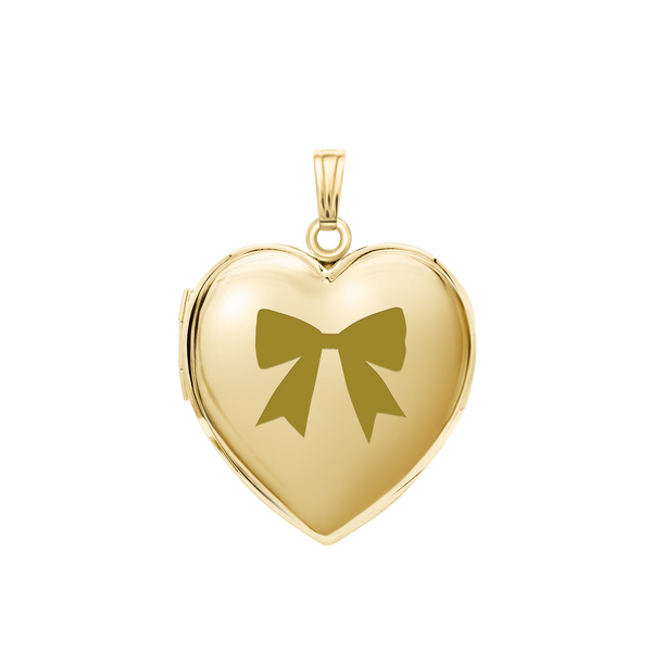 Plain Heart Locket in Sterling Silver 18K Yellow Gold Finish with Optional Engraving (15 mm - 26 mm)