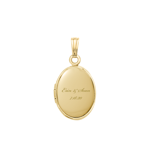 Plain Oval Locket in 14K Gold with Optional Engraving (20 x 11 mm - 30 x 17 mm)