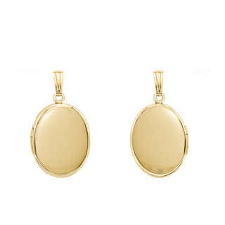 Plain Oval Locket in 14K Gold with Optional Engraving (20 x 11 mm - 30 x 17 mm)